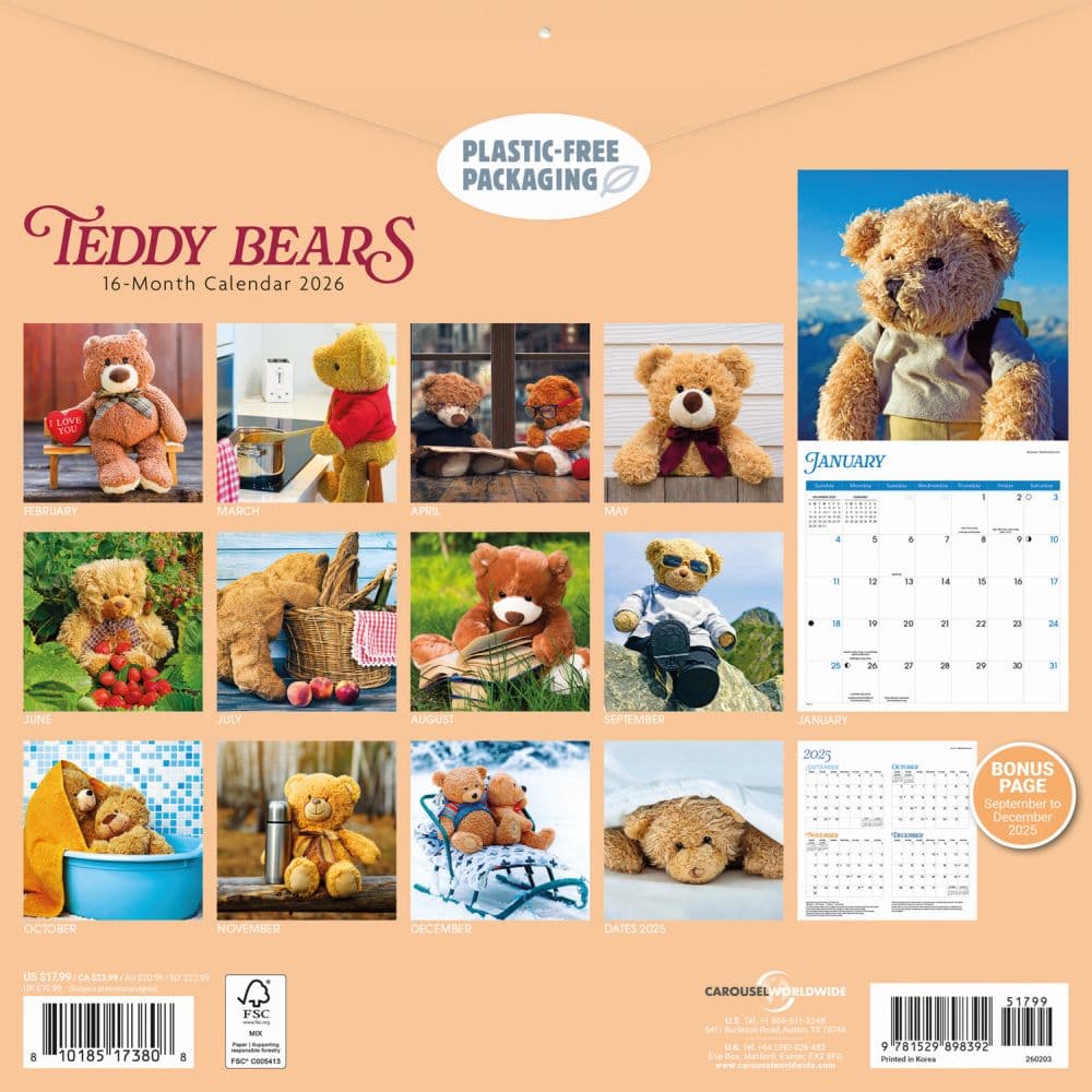 Teddy Bears 2026 Wall Calendar First Alternate Image