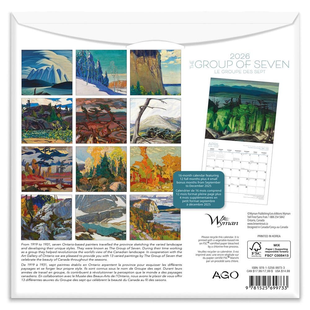 Group of Seven Art Gallery of Ontario French 2026 Wall Calendar First Alternate Image