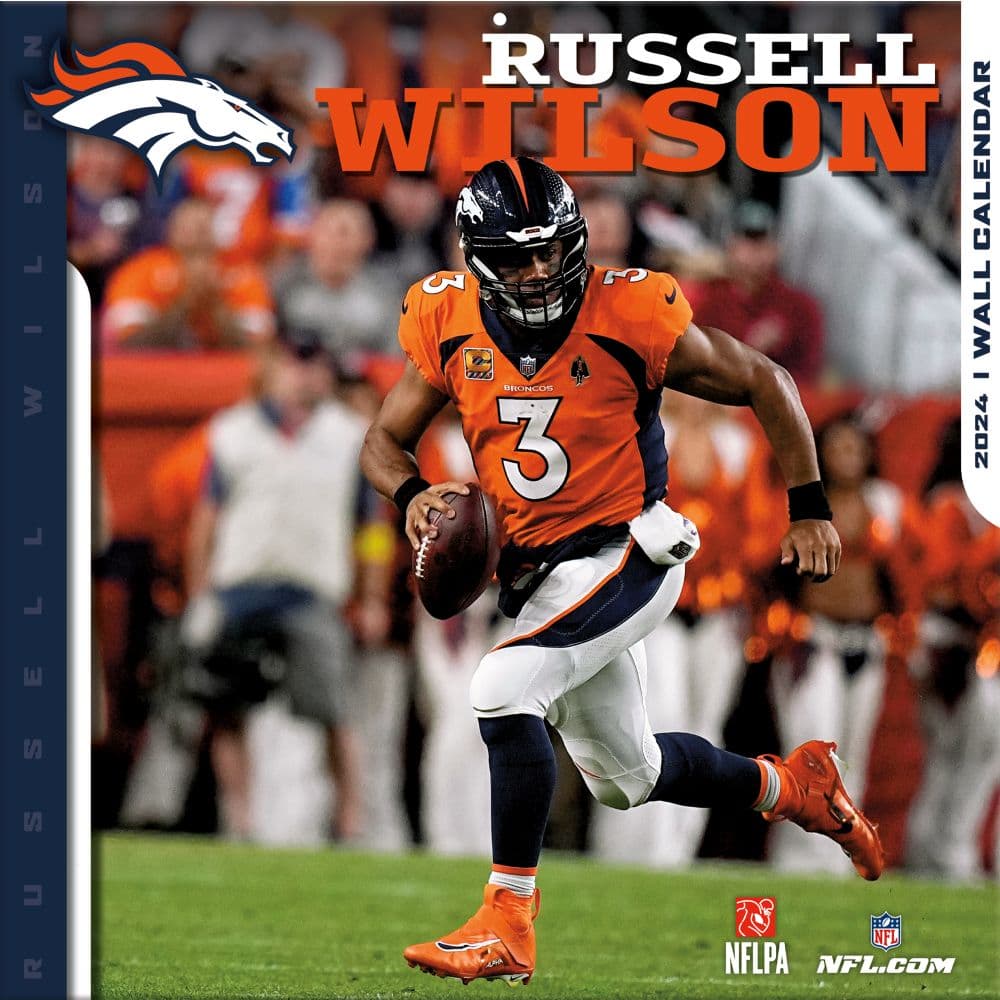 Denver Broncos Russell Wilson 2024 Wall Calendar