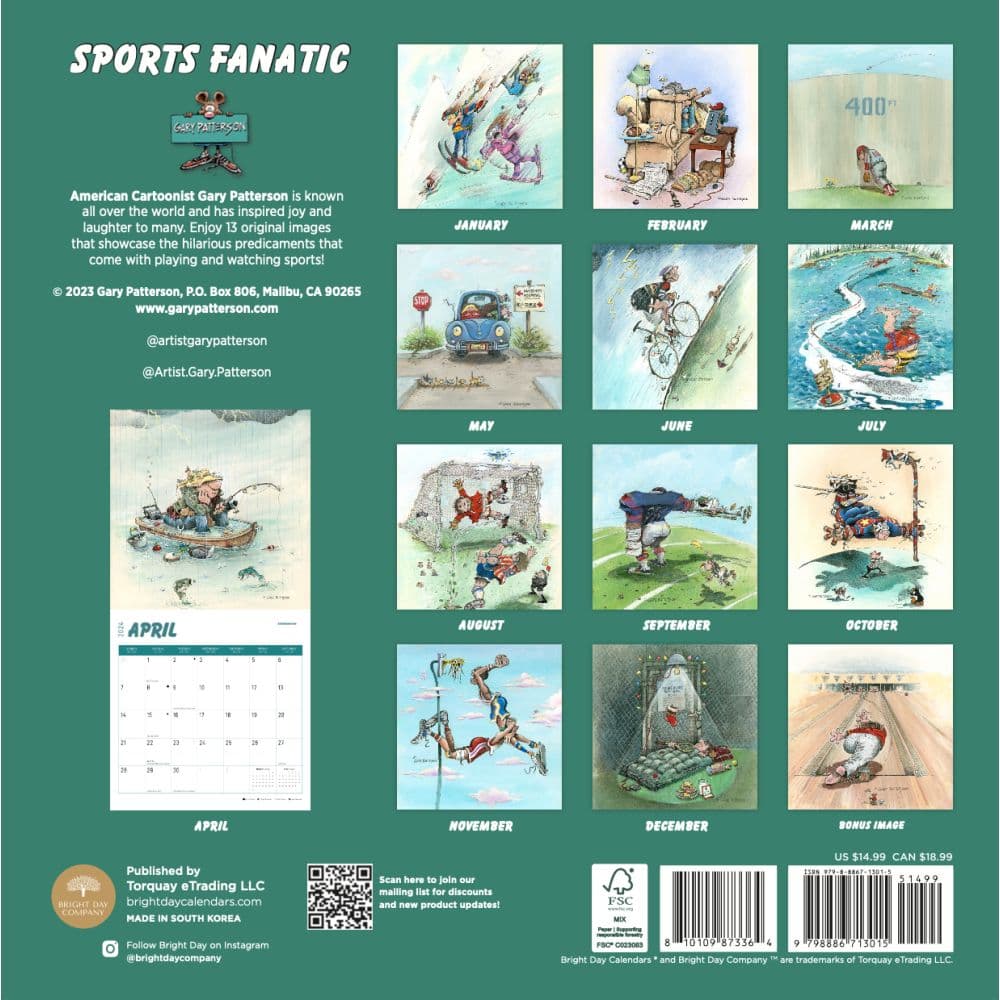 Gary Patterson Sports Fanatic 2024 Wall Calendar