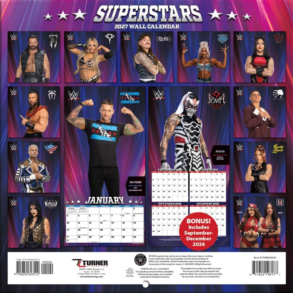 WWE Superstars 2027 Mini Wall Calendar First Alternate Image