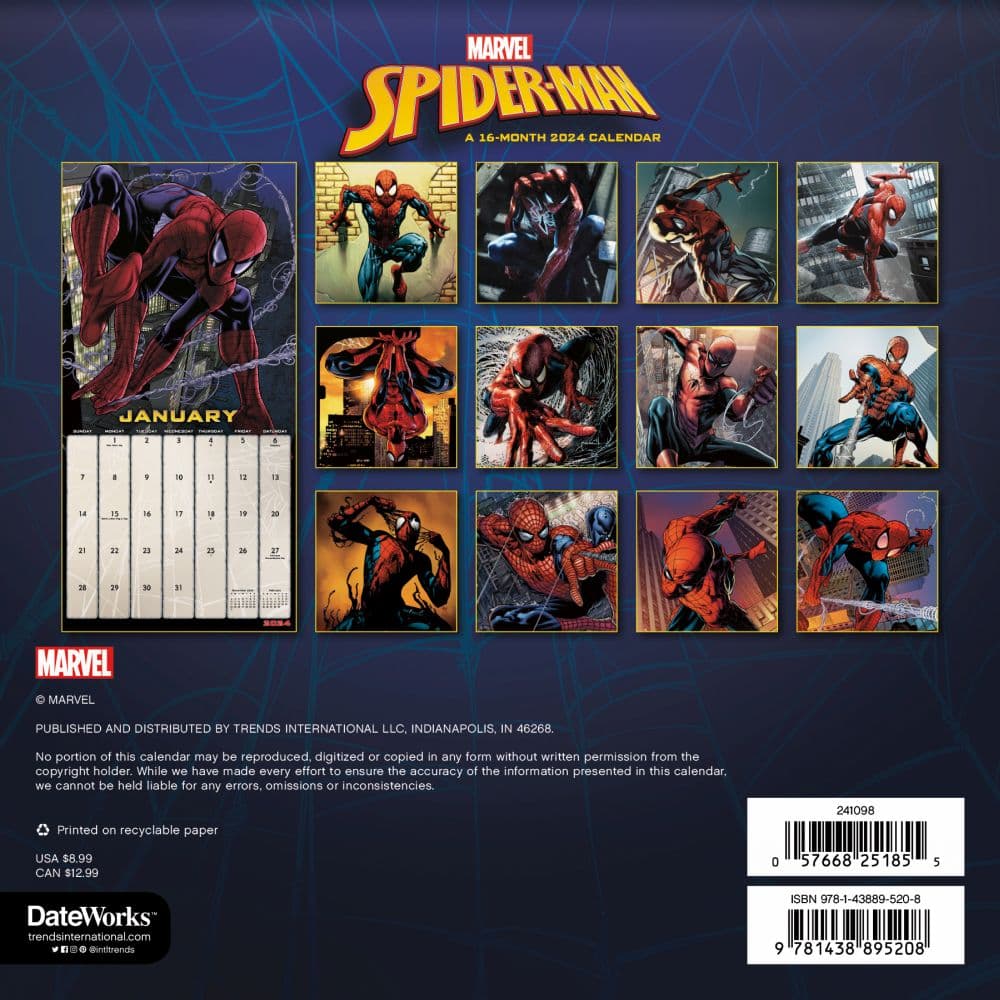 Spider-Man 2024 Mini Wall Calendar Alternate Image 2