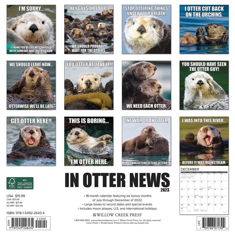 Otter Calendar 2023 In Otter News 2023 Wall Calendar - Calendars.com