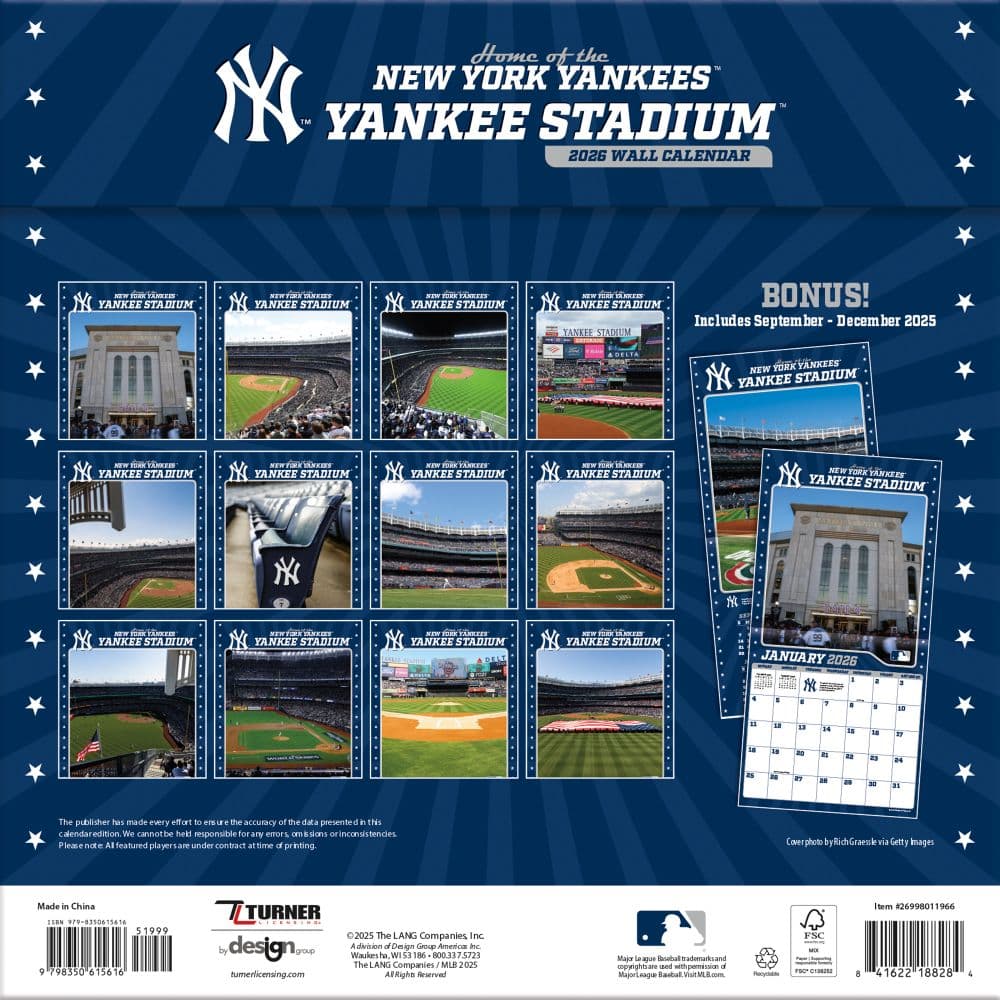 MLB Yankee Stadium 2026 Wall Calendar First Alternate Image