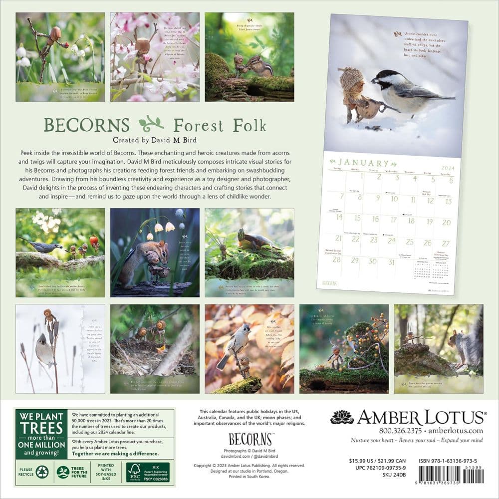 Becorns Forest Folk 2024 Wall Calendar