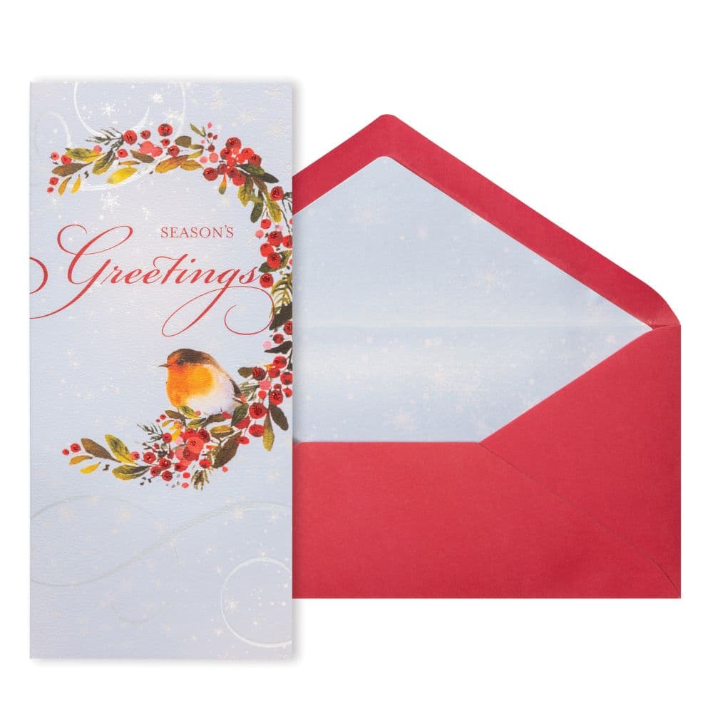 Robin on Grnery Berries 8 Count Boxed Christmas Cards Main Product Image width="1000" height="1000"