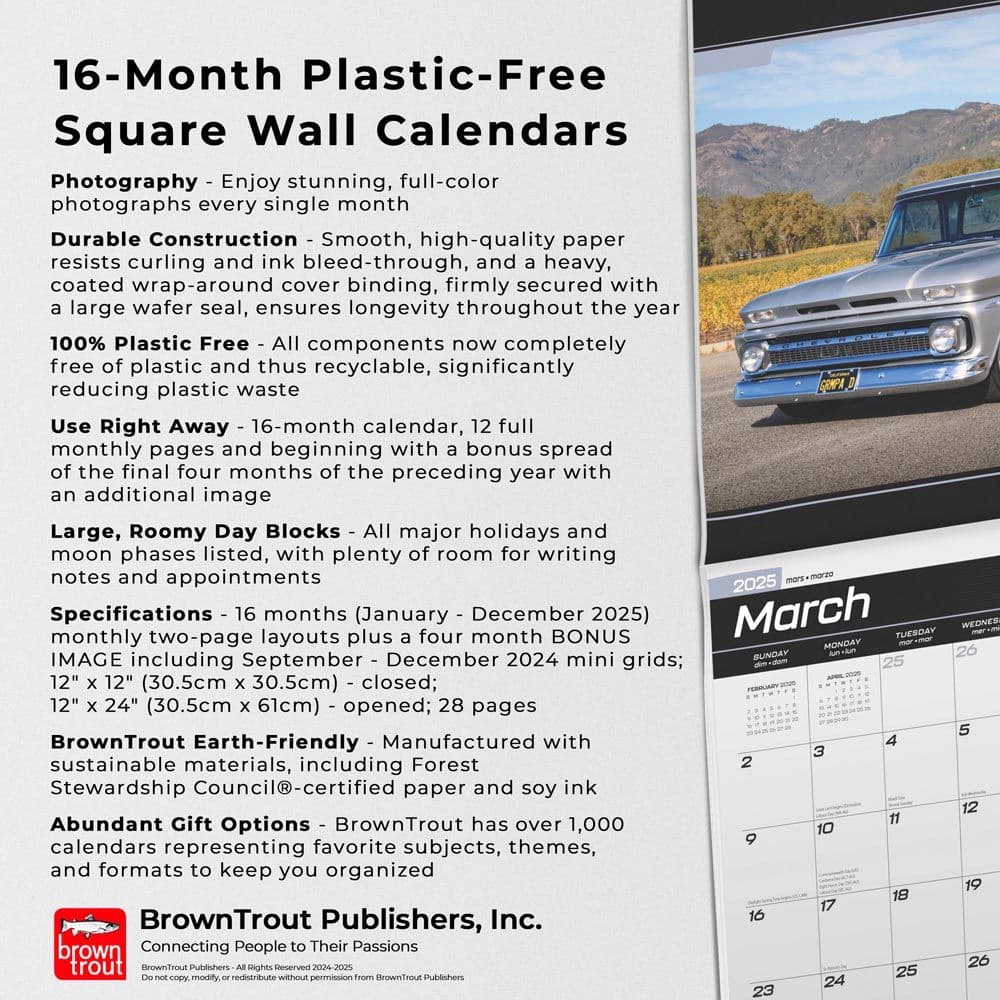 Chevy Classic Pickups 2025 Wall Calendar Sixth Alternate Image