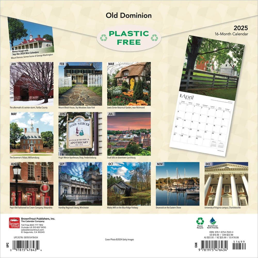 Virginia Places 2025 Wall Calendar