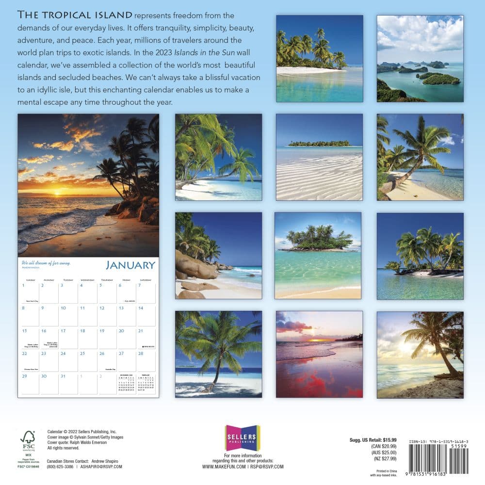 Islands in the Sun 2023 Wall Calendar - Calendars.com