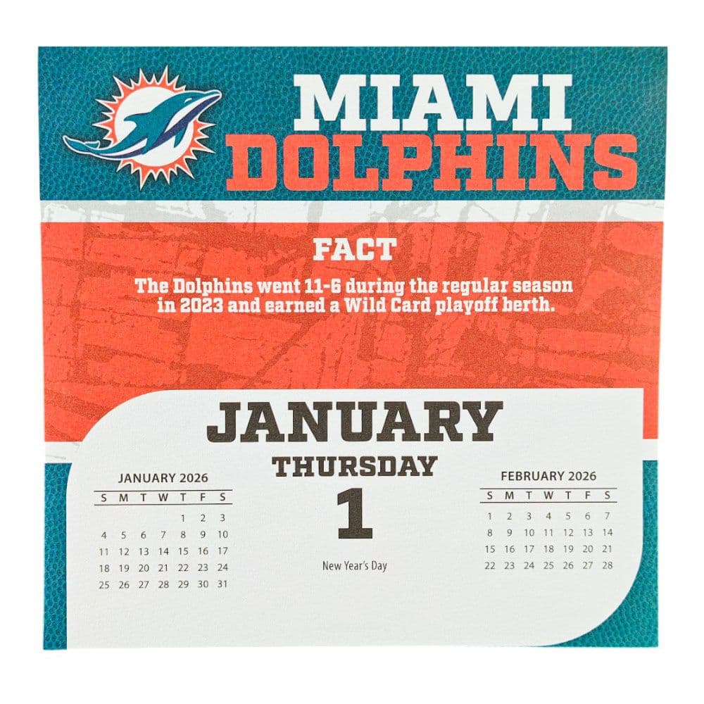 NFL Miami Dolphins 2026 Desk Calendar Second Alternate Image