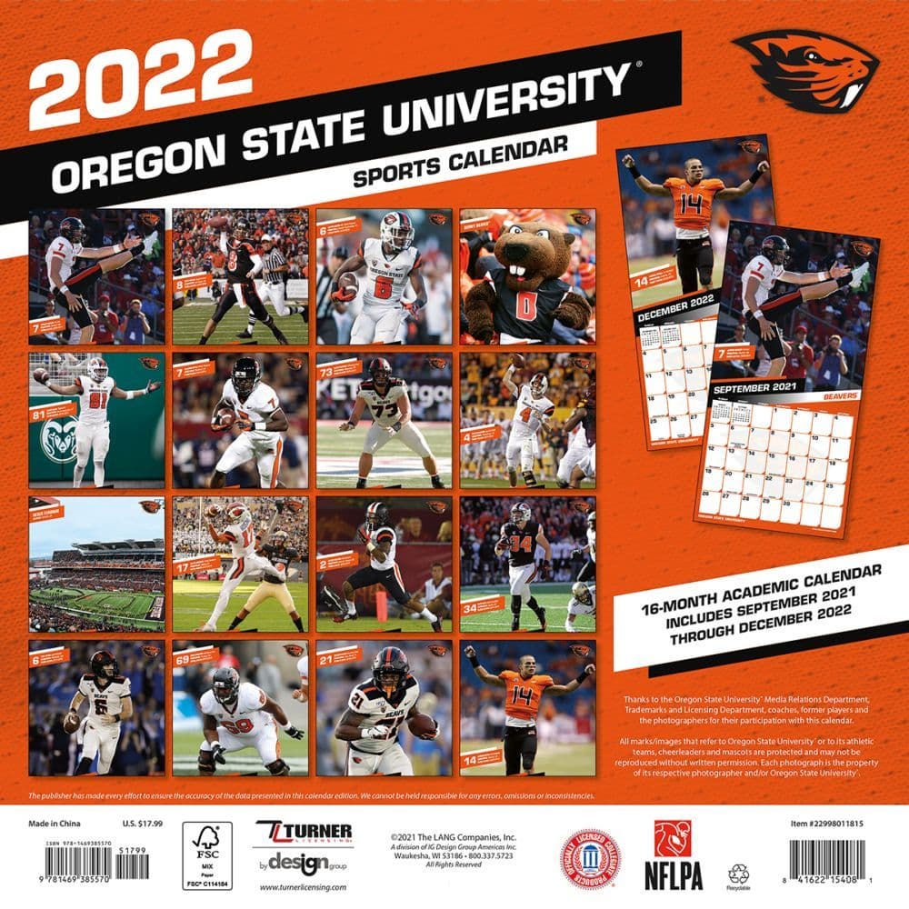 Oregon State 2022 Calendar Oregon State Beavers 2022 Wall Calendar - Calendars.com
