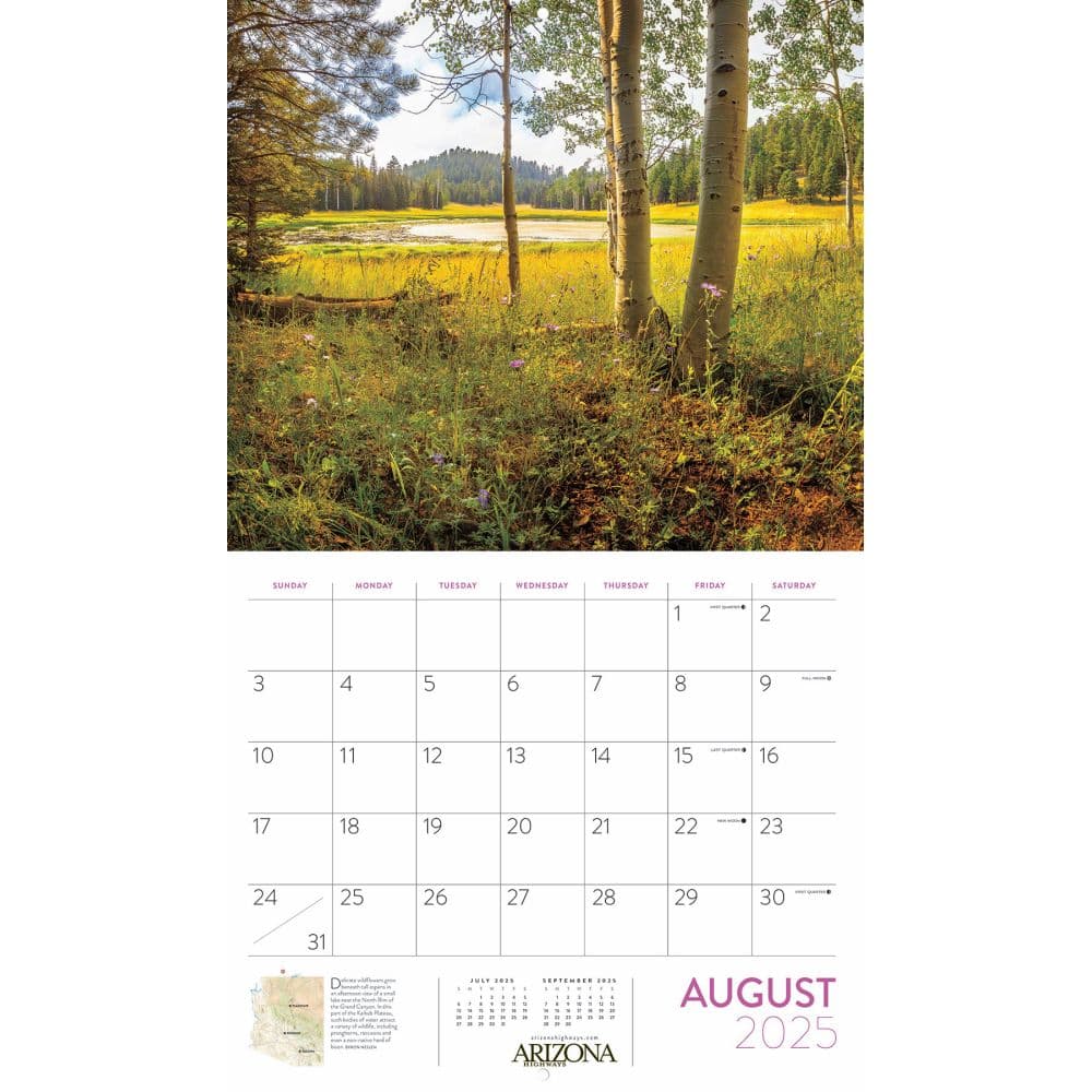 Arizona Highways Scenic 2025 Wall Calendar Interior