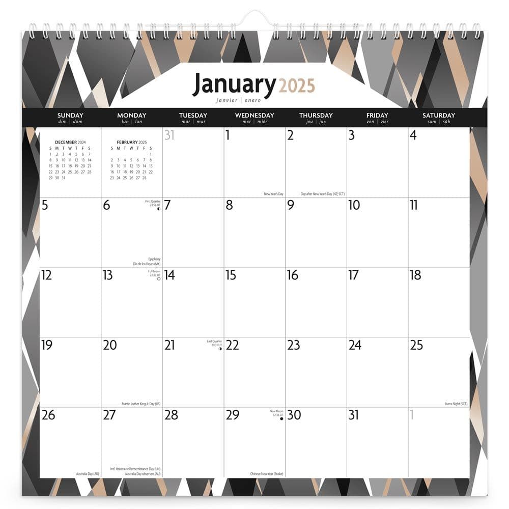 Ebony And Ivory Spiral 2025 Wall Calendar