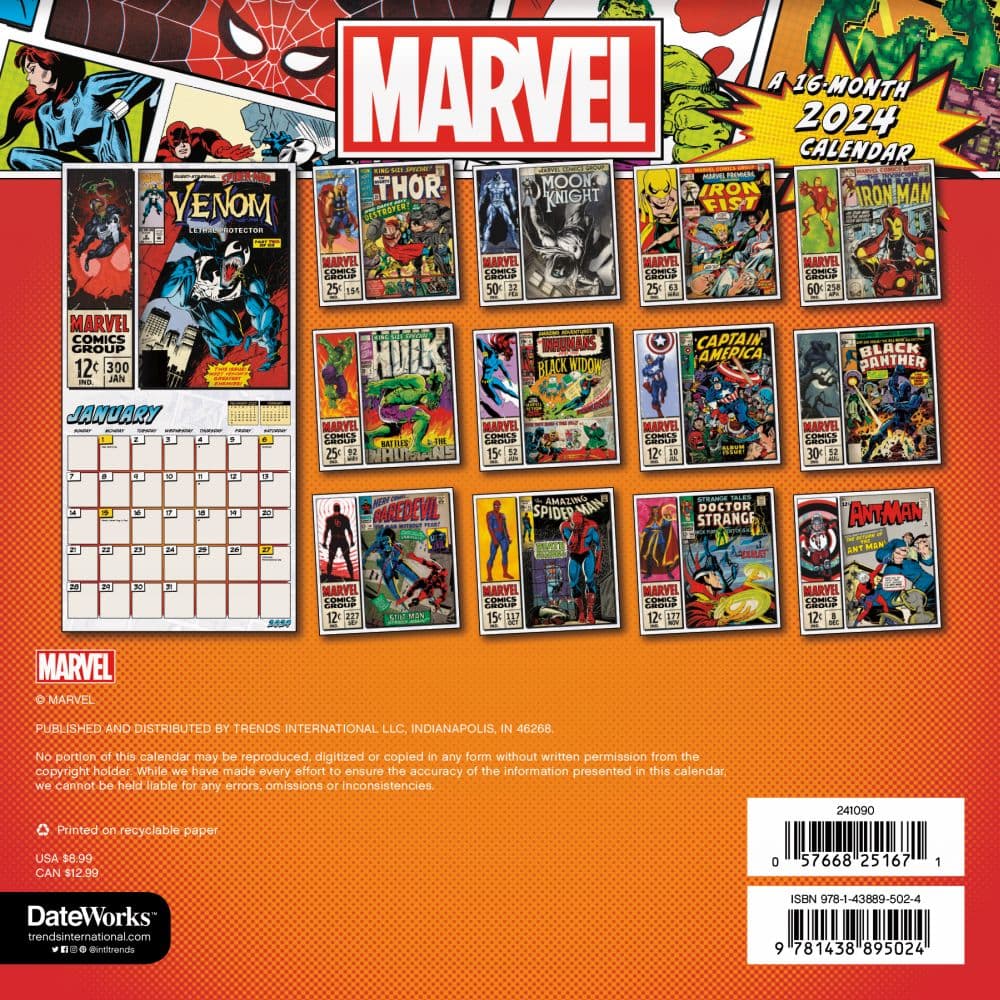 Marvel Comics 2024 Mini Wall Calendar