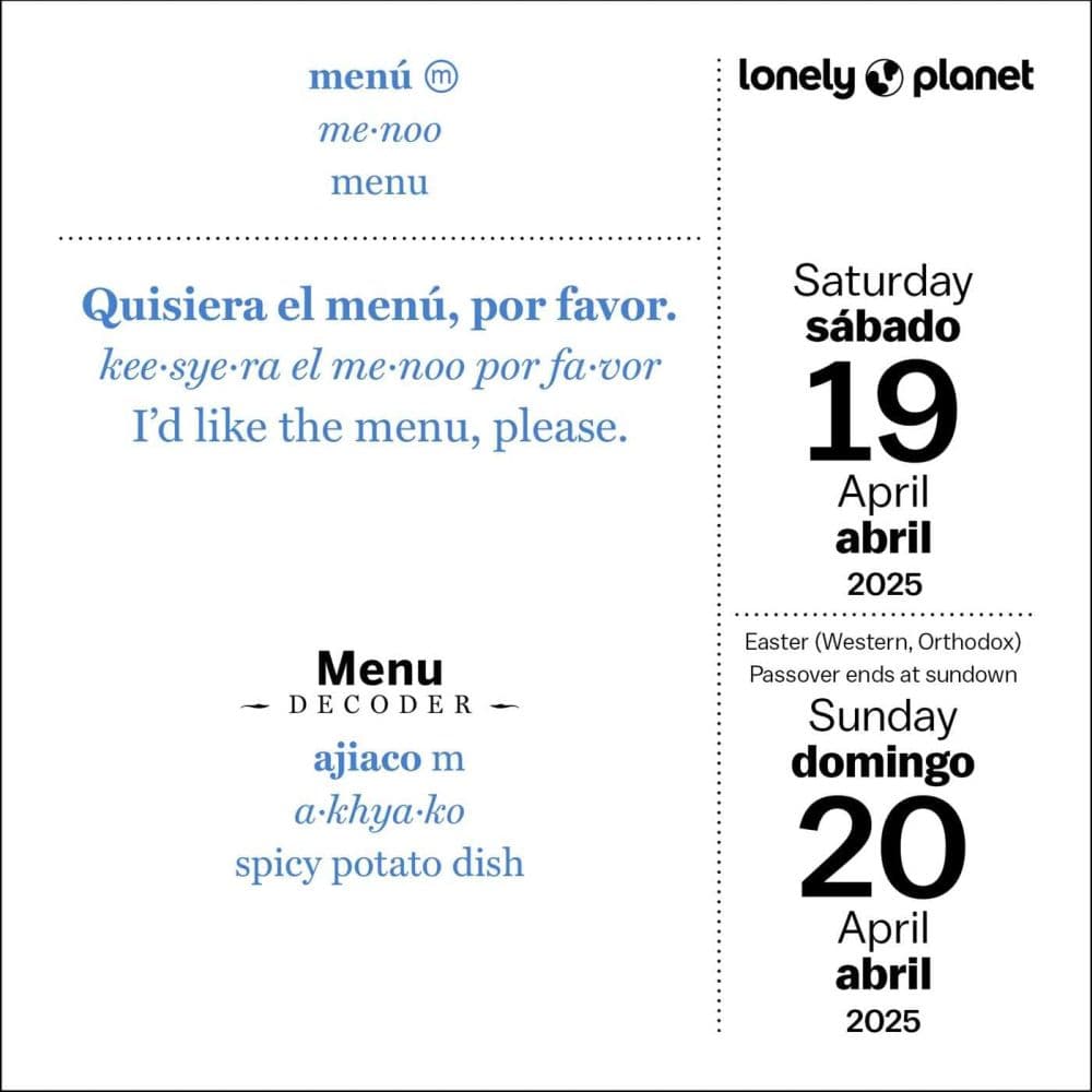 Lonely Spanish 2025 Desk Calendar