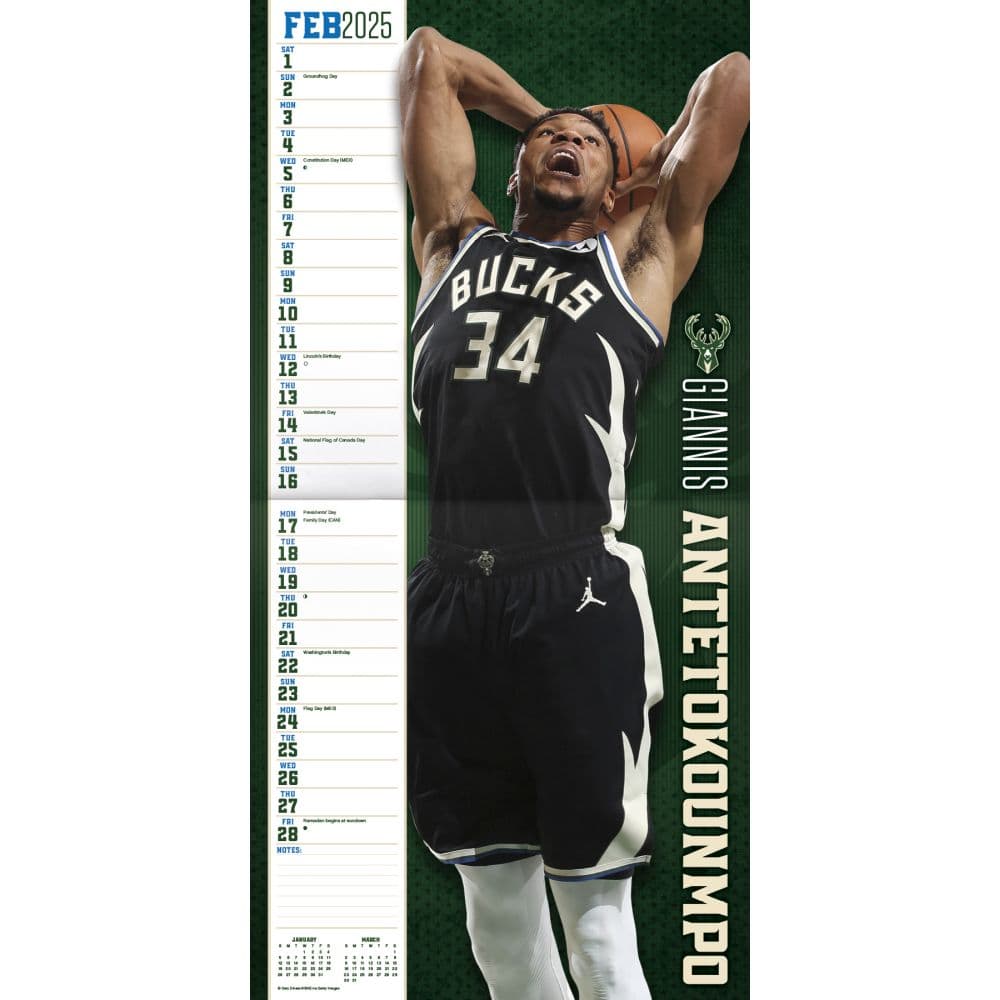 NBA Superstars 2025 Wall Calendar Alt2