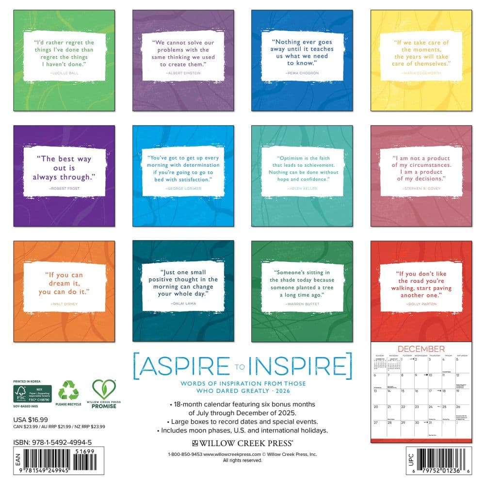 Aspire to Inspire 2026 Wall Calendar First Alternate Image
