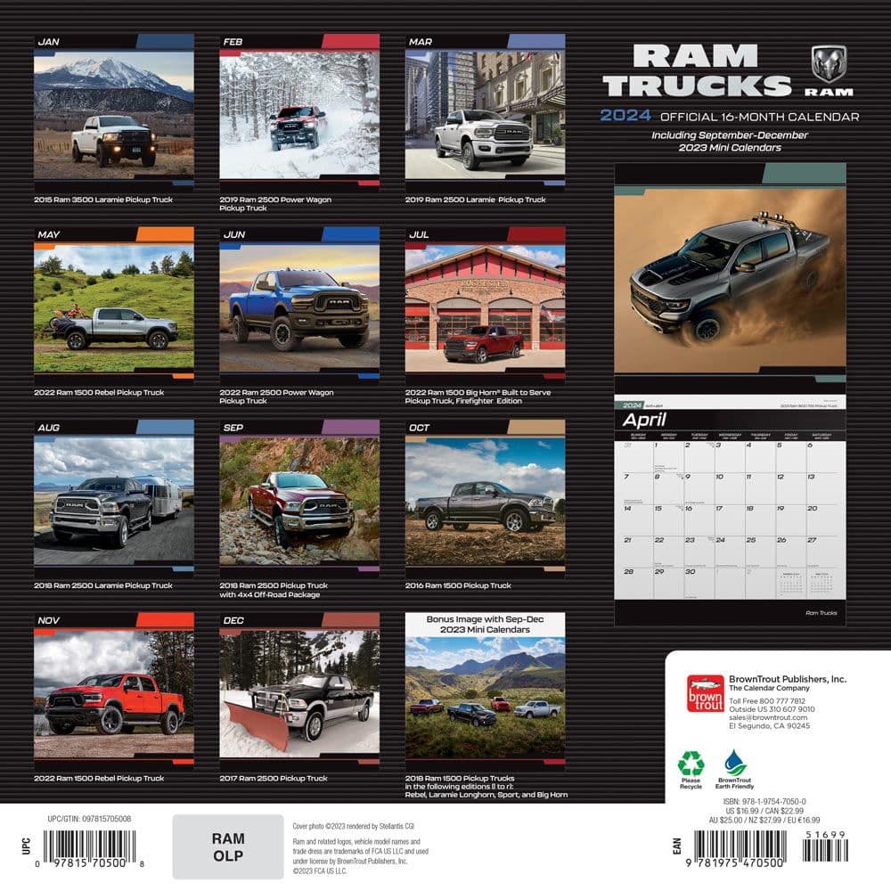 Ram Trucks 2025 Wall Calendar