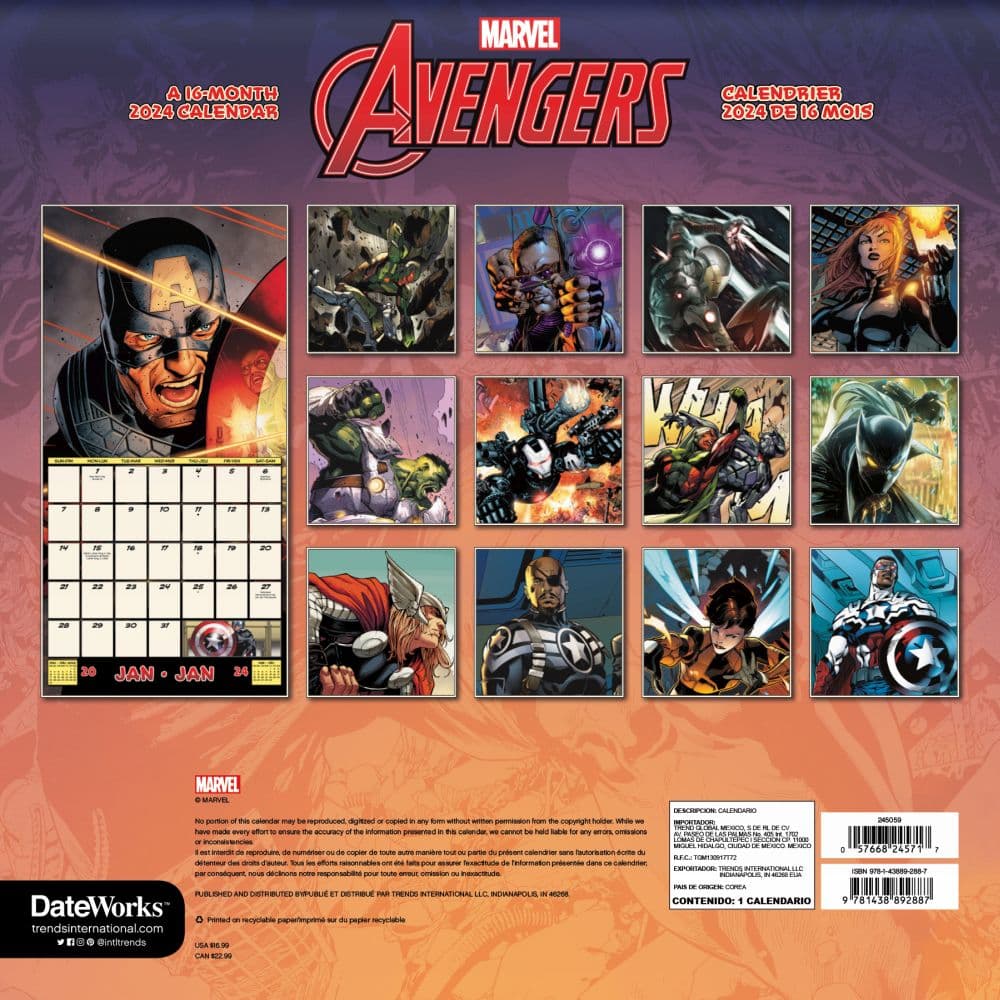 Avengers Gameverse 2024 Wall Calendar Alternate Image 2