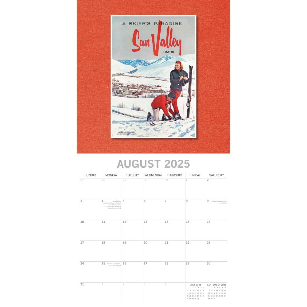 Vintage Skiing Posters 2025 Wall Calendar