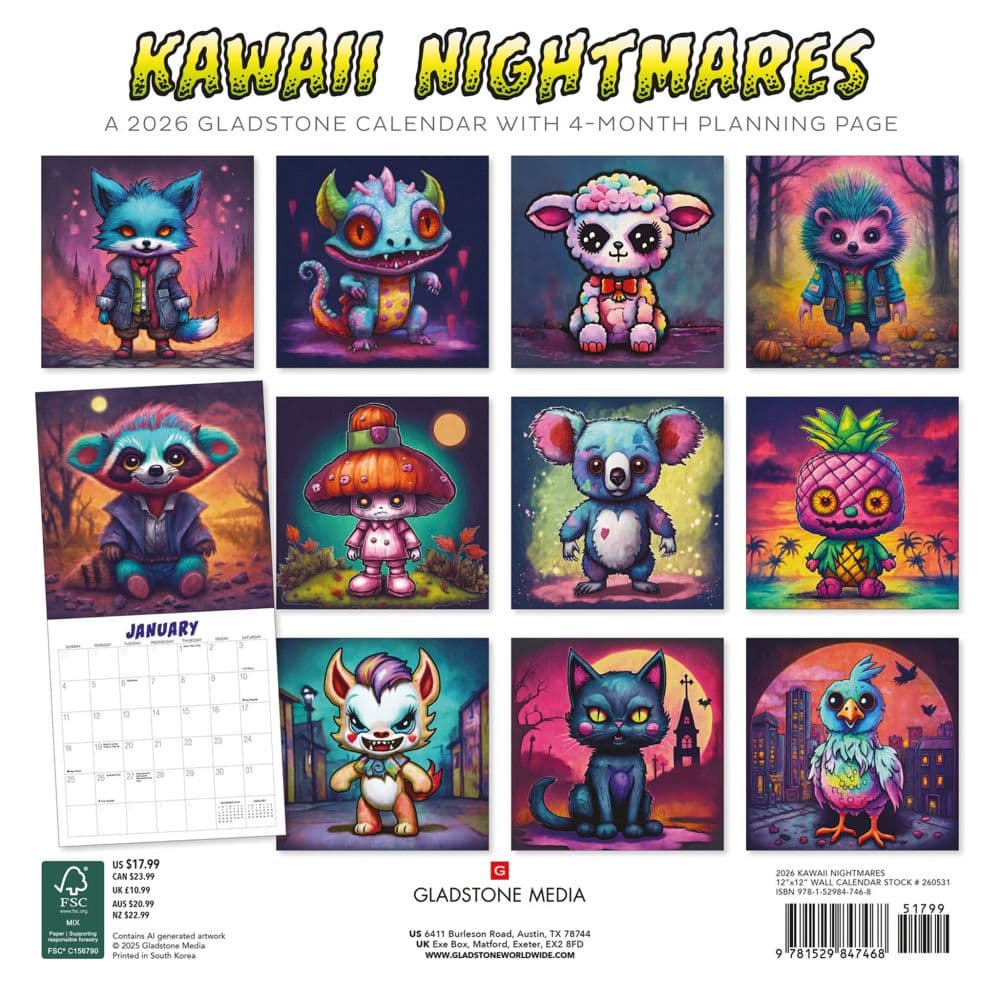 Kawaii Nightmares 2026 Wall Calendar First Alternate Image