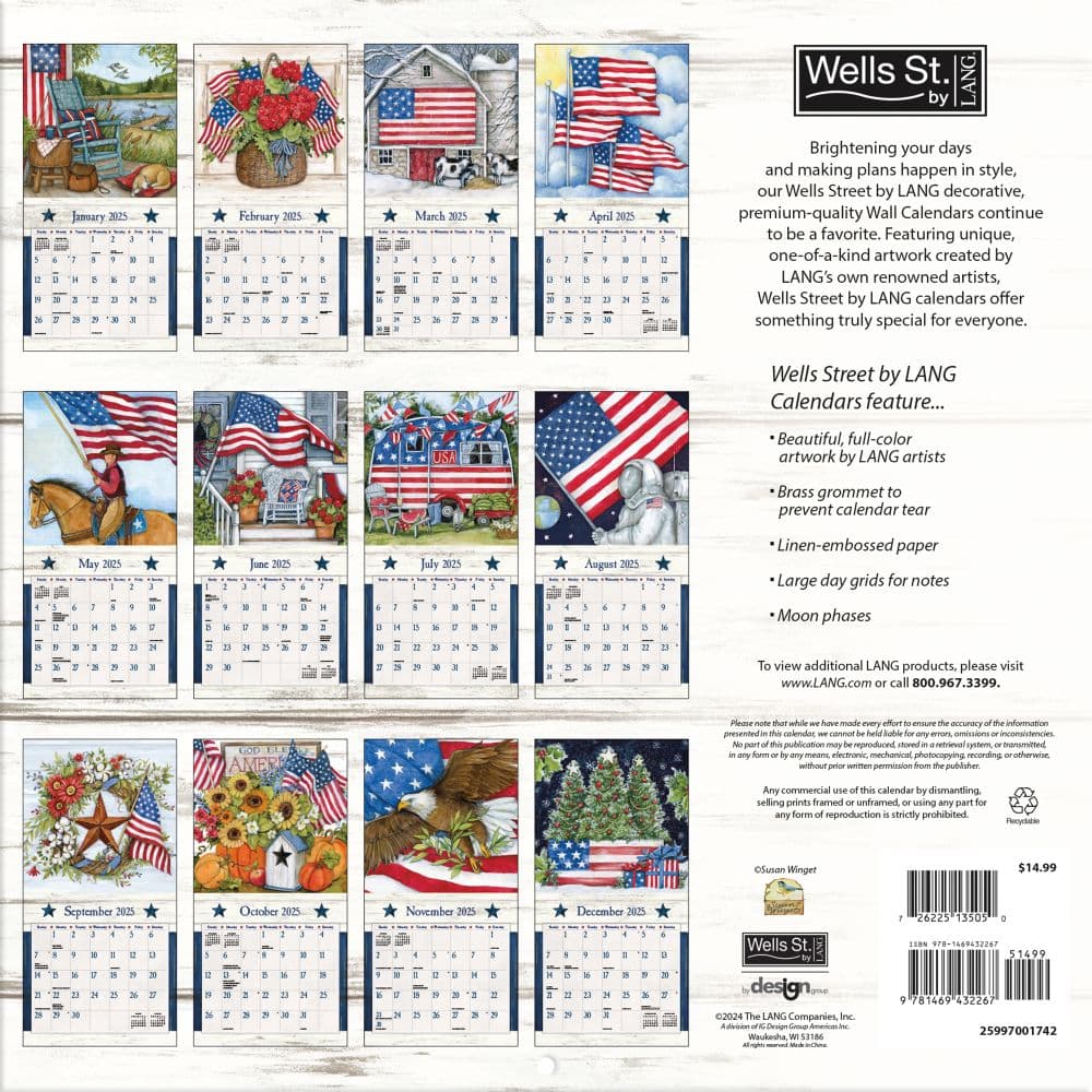 Stars and Stripes by Susan Winget 2025 Wall Calendar First Alternate Image width=&quot;1000&quot; height=&quot;1000&quot;