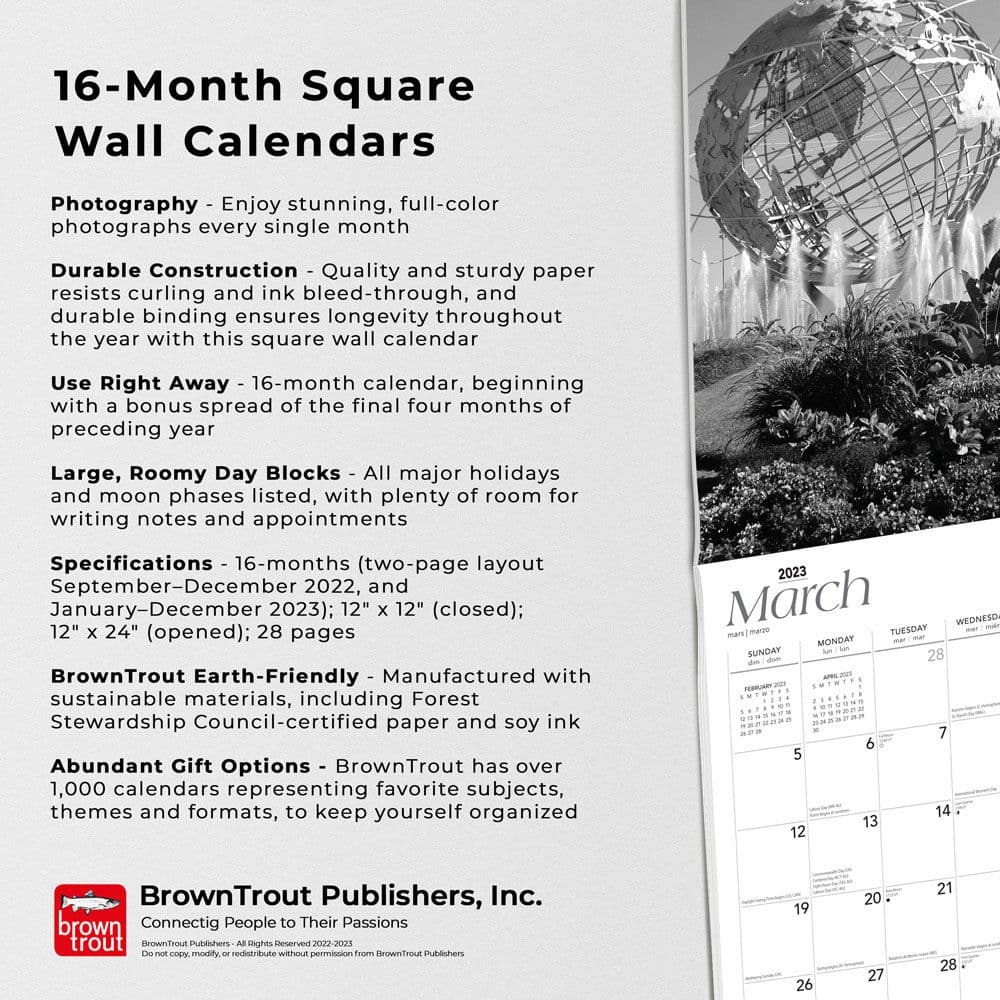 New York City B&W 2023 Wall Calendar - Calendars.com