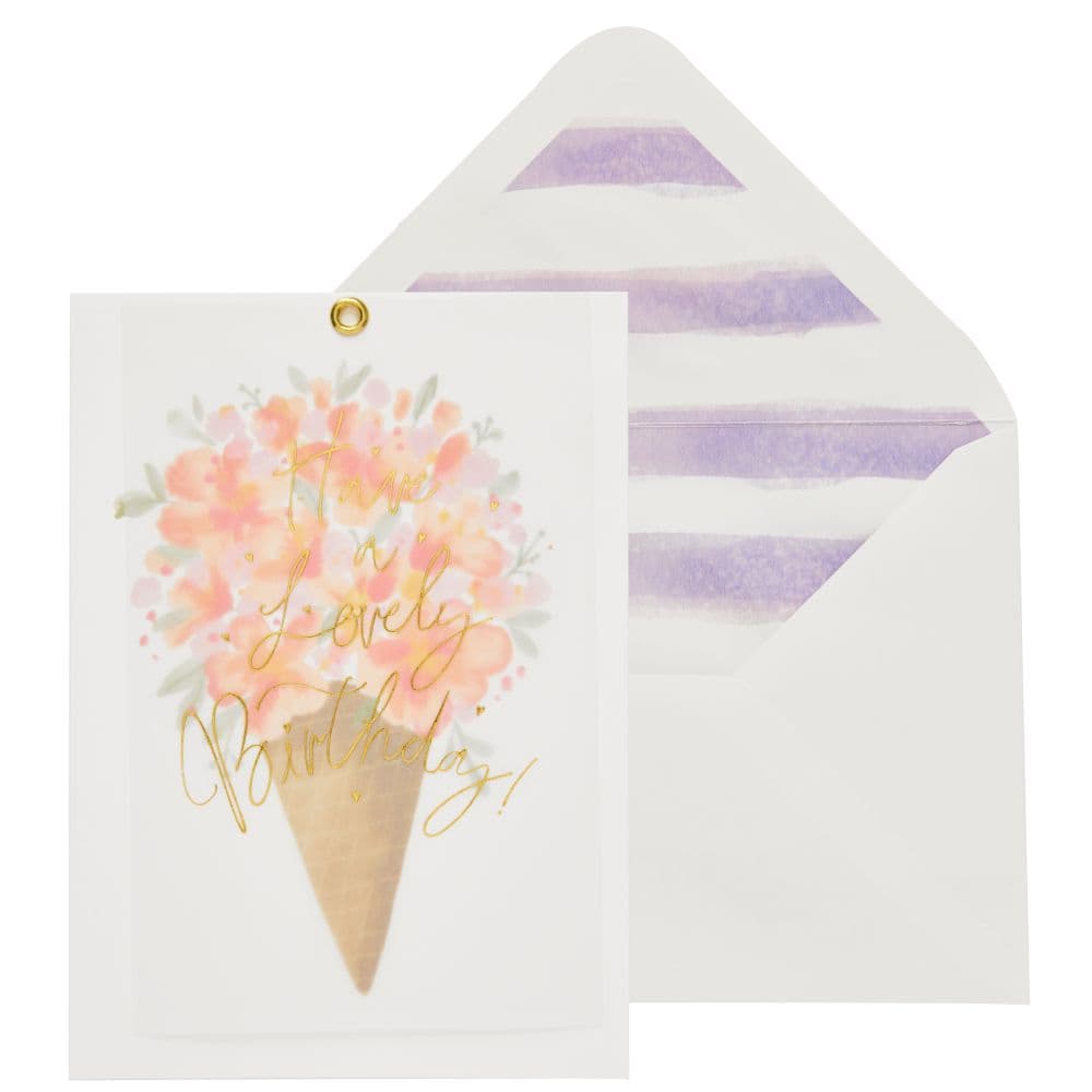 Floral in Sugar Cone with Vellum Birthday Card Main Product Image width=&quot;1000&quot; height=&quot;1000&quot;