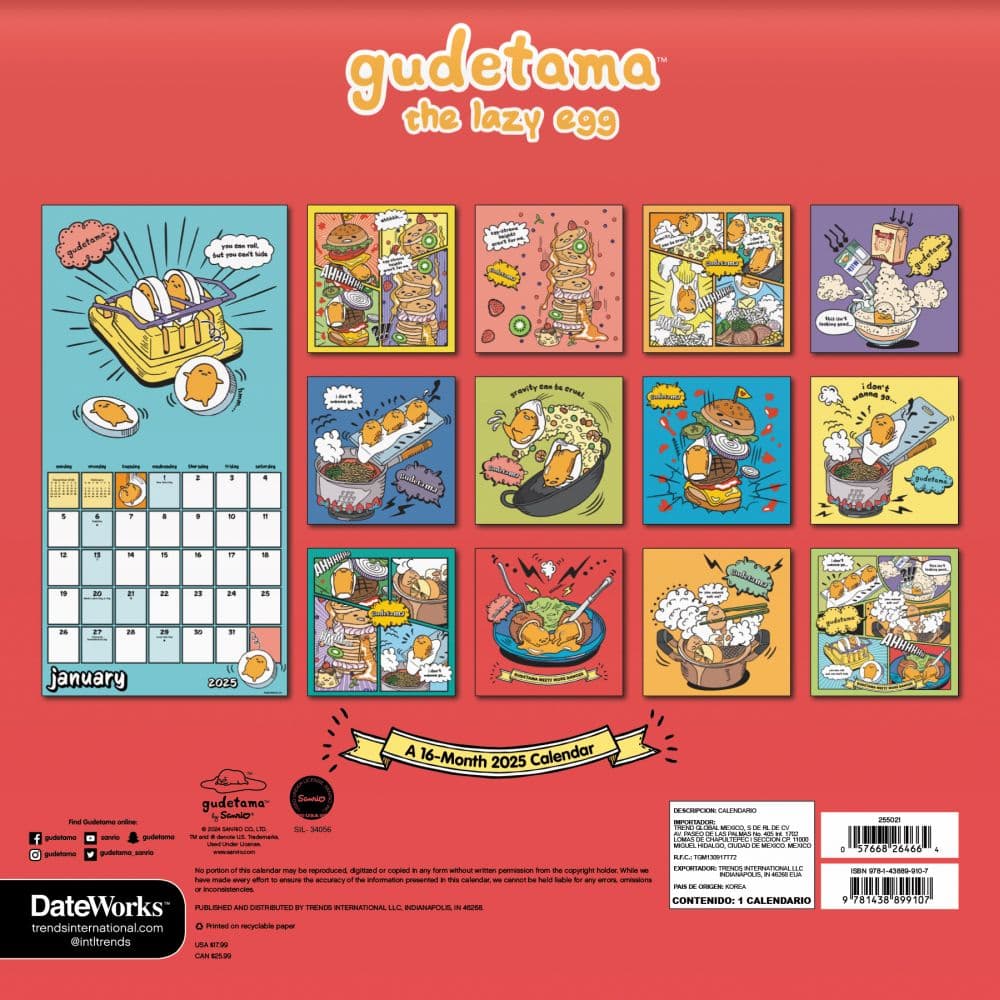 Gudetama 2025 Wall Calendar Third Alternate Image width=&quot;1000&quot; height=&quot;1000&quot;