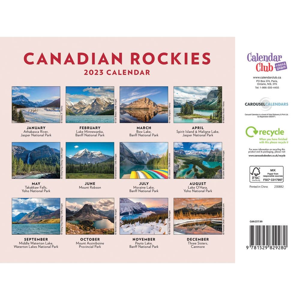 Canadian Rockies A4 2023 Wall Calendar - Calendars.com