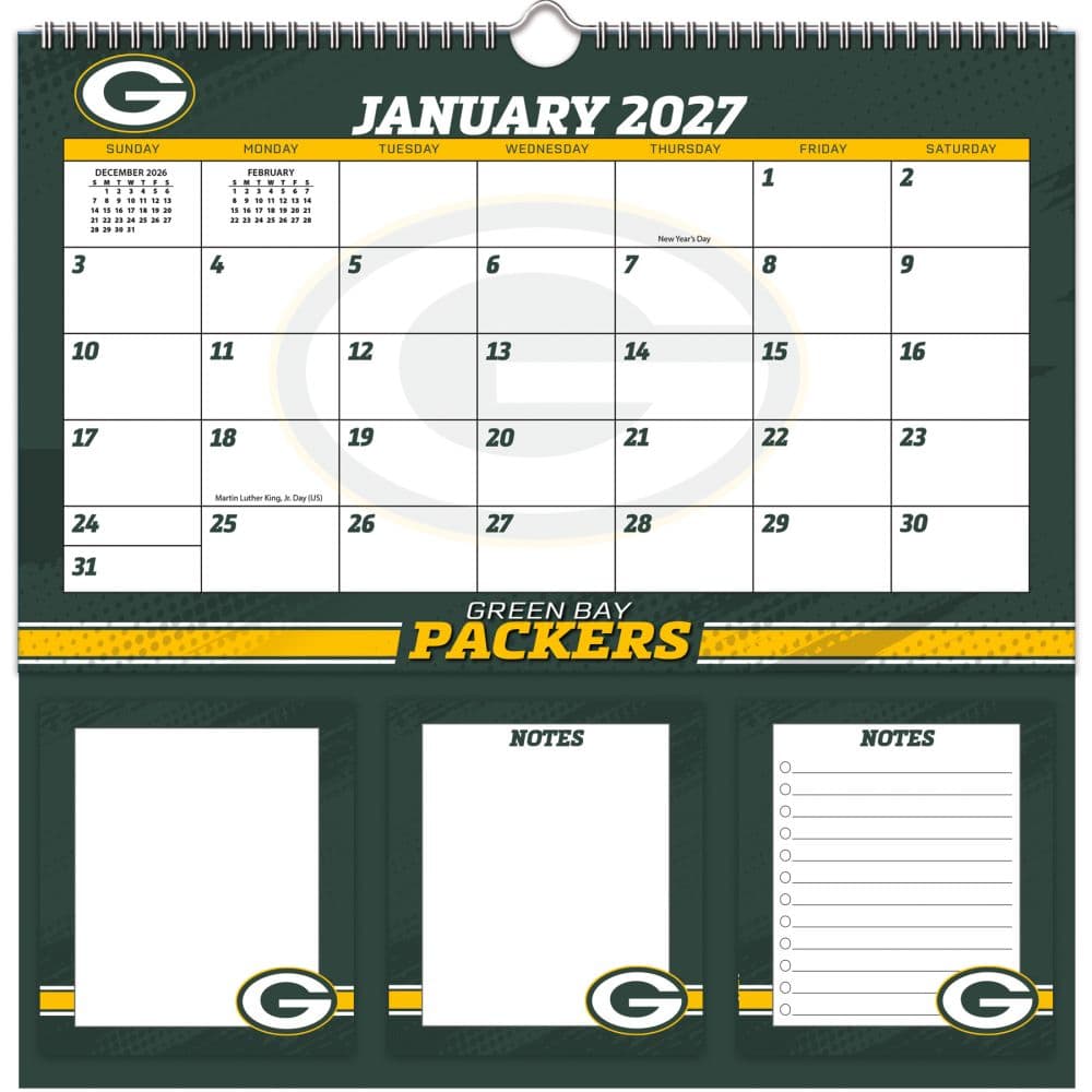 image NFL Green Bay Packers 2027 Memomate Spiral Wall Calendar Main Product Image