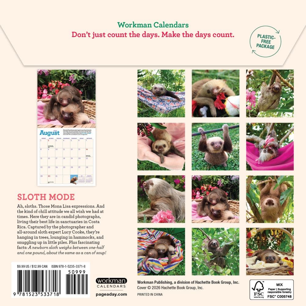 Sloths 2027 Mini Wall Calendar First Alternate Image