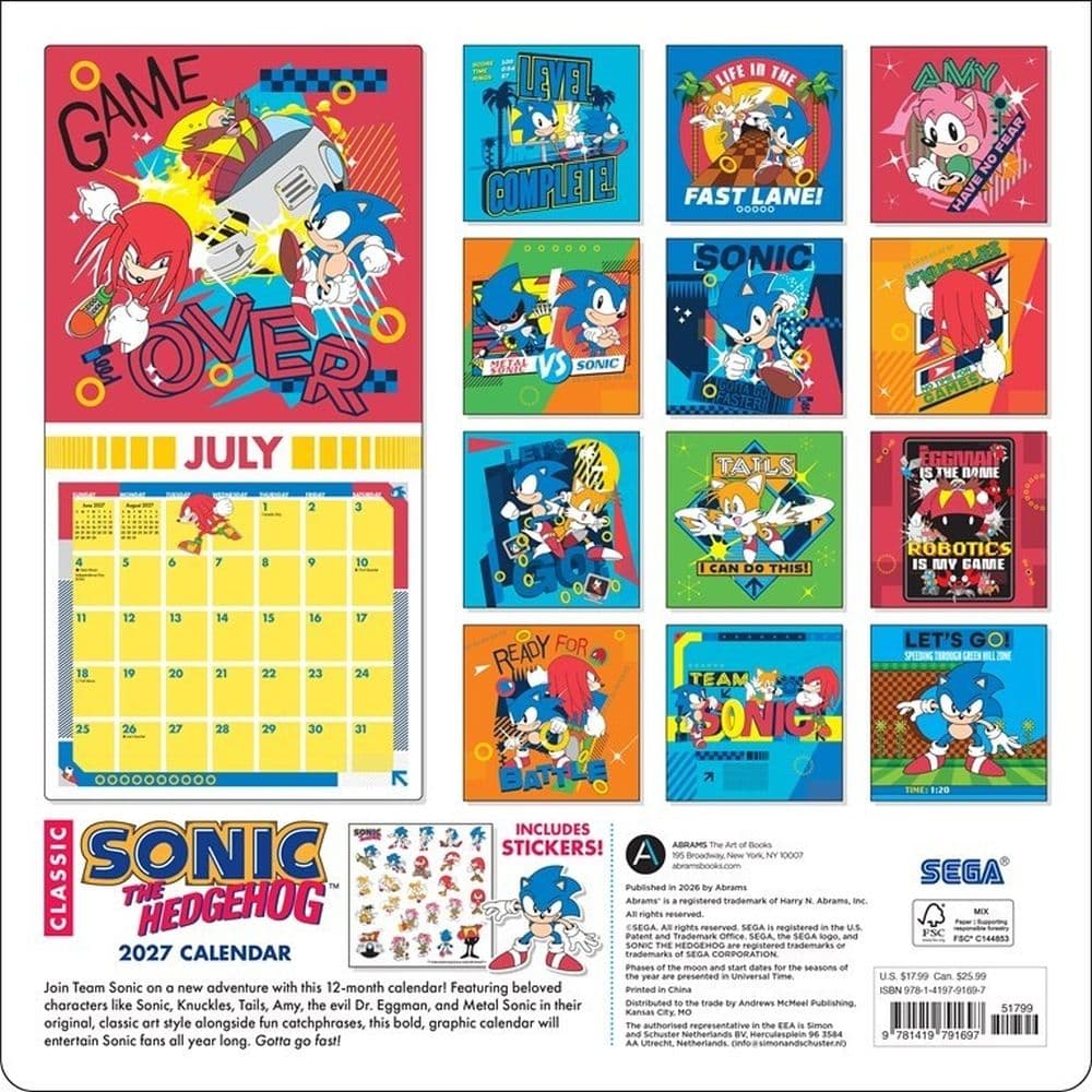 Classic Sonic the Hedgehog 2027 Wall Calendar First Alternate Image