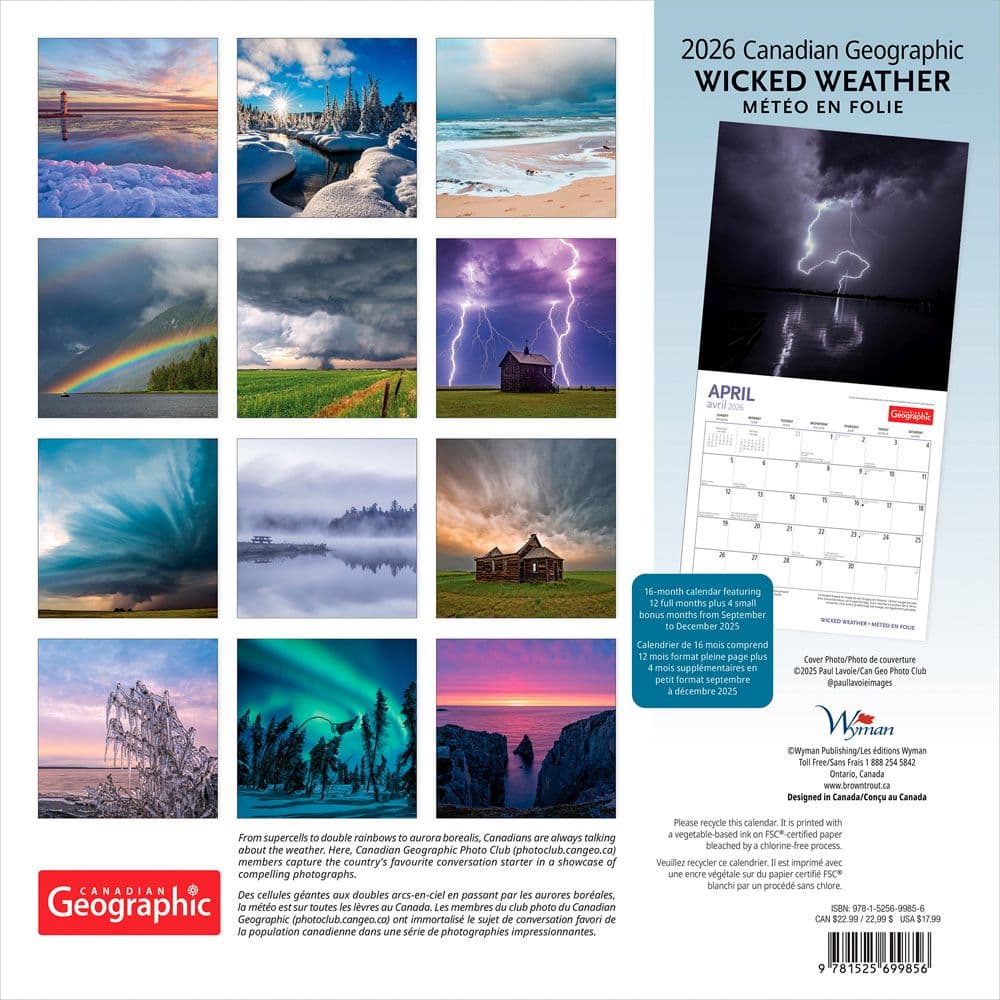 Canadian Geographic Wild Weather 2026 Wall Calendar First Alternate Image