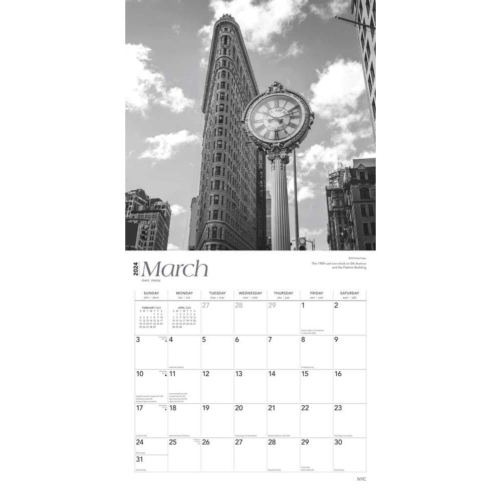New York City Black and White 2024 Wall Calendar Second Alternate Image width=&quot;1000&quot; height=&quot;1000&quot;