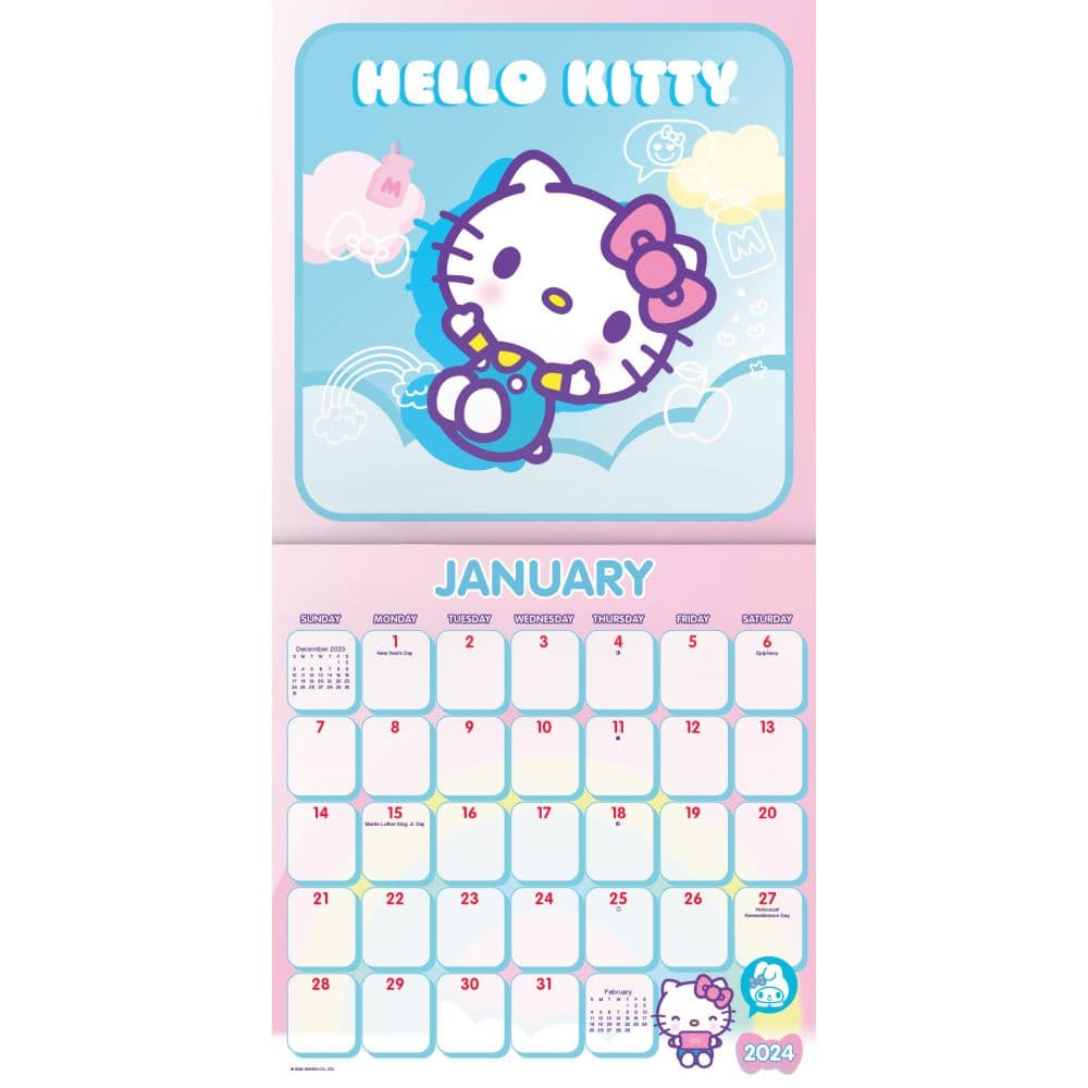 Hello Kitty Exclusive with Decal 2024 Wall Calendar