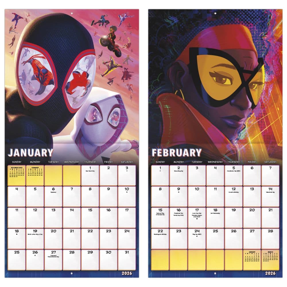 SpiderMan Across the SpiderVerse 2026 Wall Calendar Fifth Alternate Image