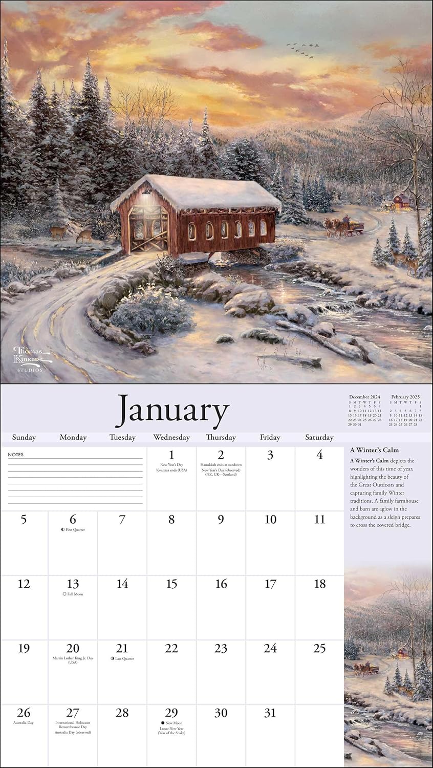 Kinkade Collectors Edition 2025 Wall Calendar January