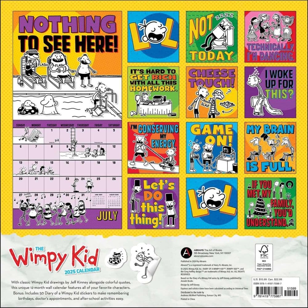 Diary of a Wimpy Kid 2025 Wall Calendar First Alternate Image