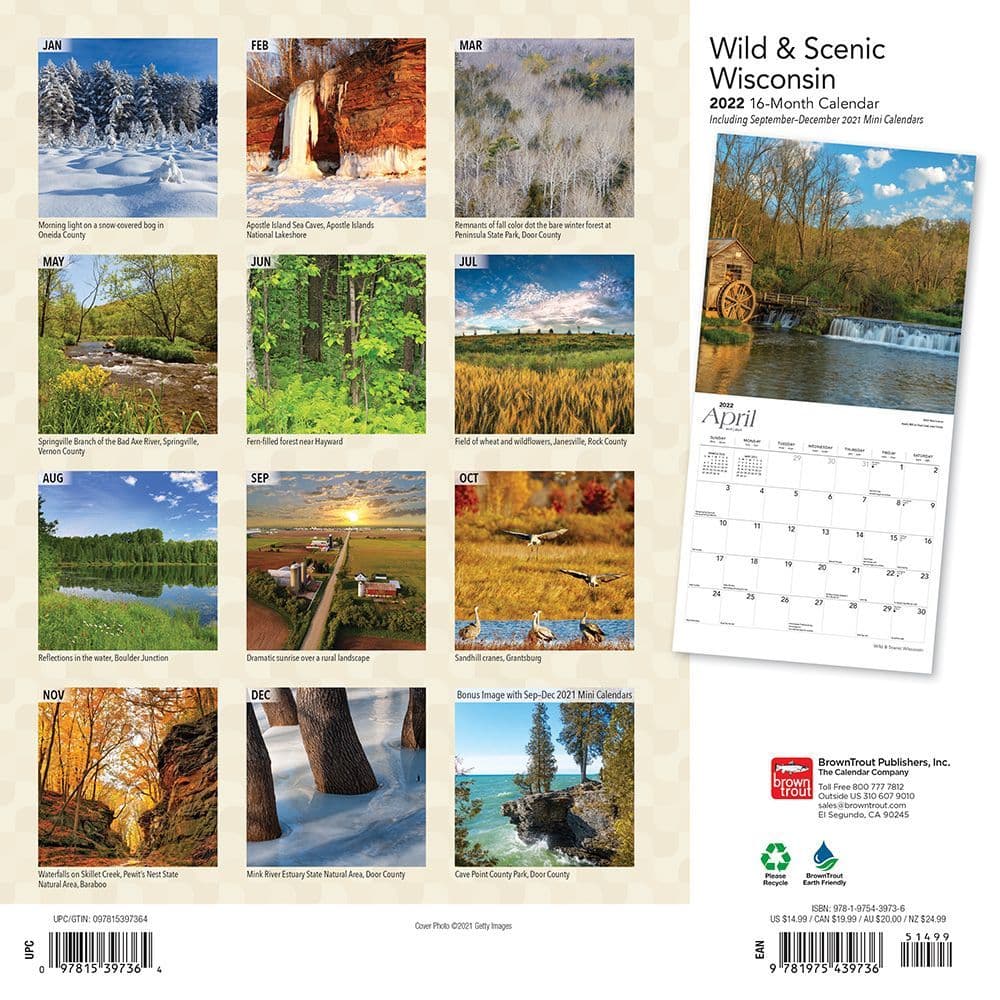 Wisconsin Calendar 2022 Wisconsin Wild And Scenic 2022 Wall Calendar - Calendars.com