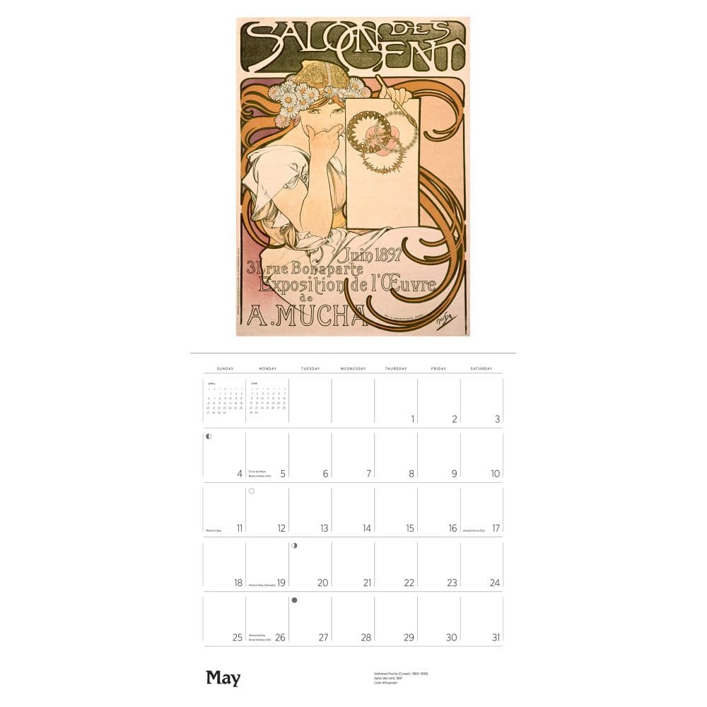 Mucha 2025 Wall Calendar Second Alternate Image width="1000" height="1000"