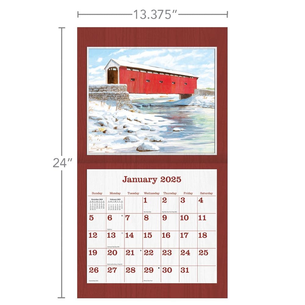 Covered Bridge 2025 Wall Calendar by Susan Knowles Jordan