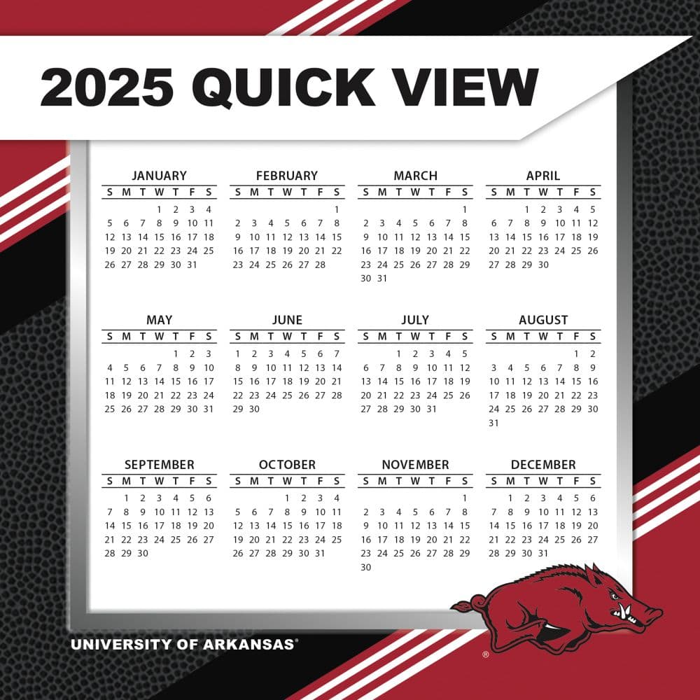 COL Arkansas Razorbacks 2025 Desk Calendar Third Alternate Image