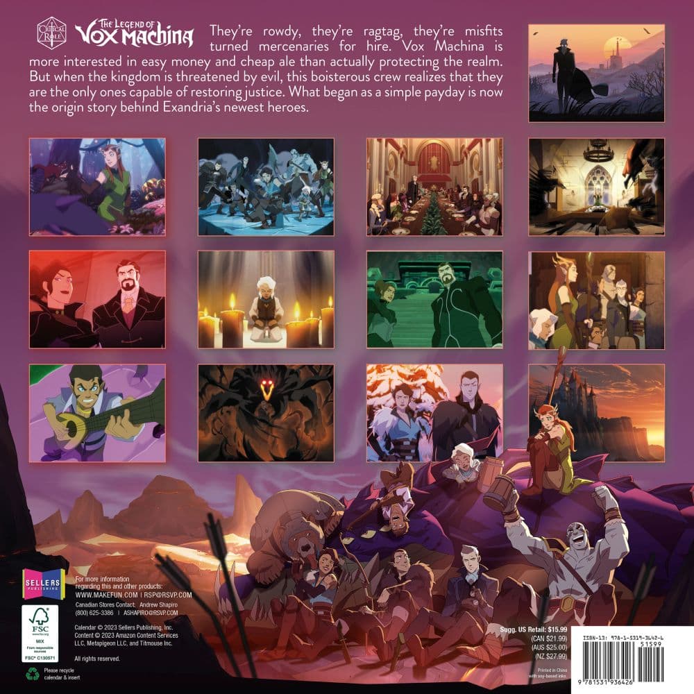 The Legend of Vox Machina 2024 Wall Calendar