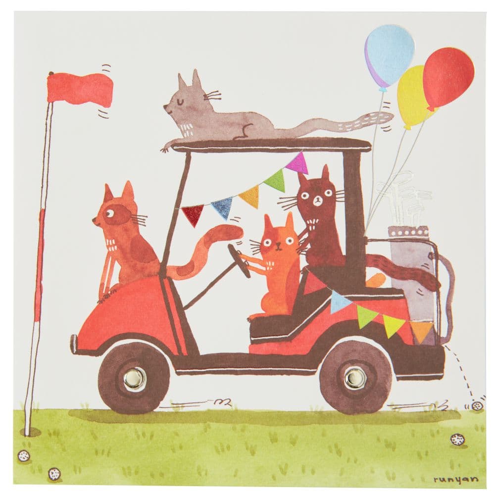 Cats in Golf Cart Birthday Card First Alternate Image width=&quot;1000&quot; height=&quot;1000&quot;