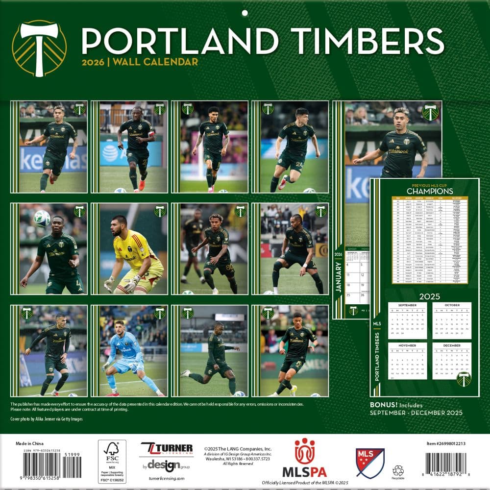 MLS Portland Timbers 2026 Wall Calendar First Alternate Image
