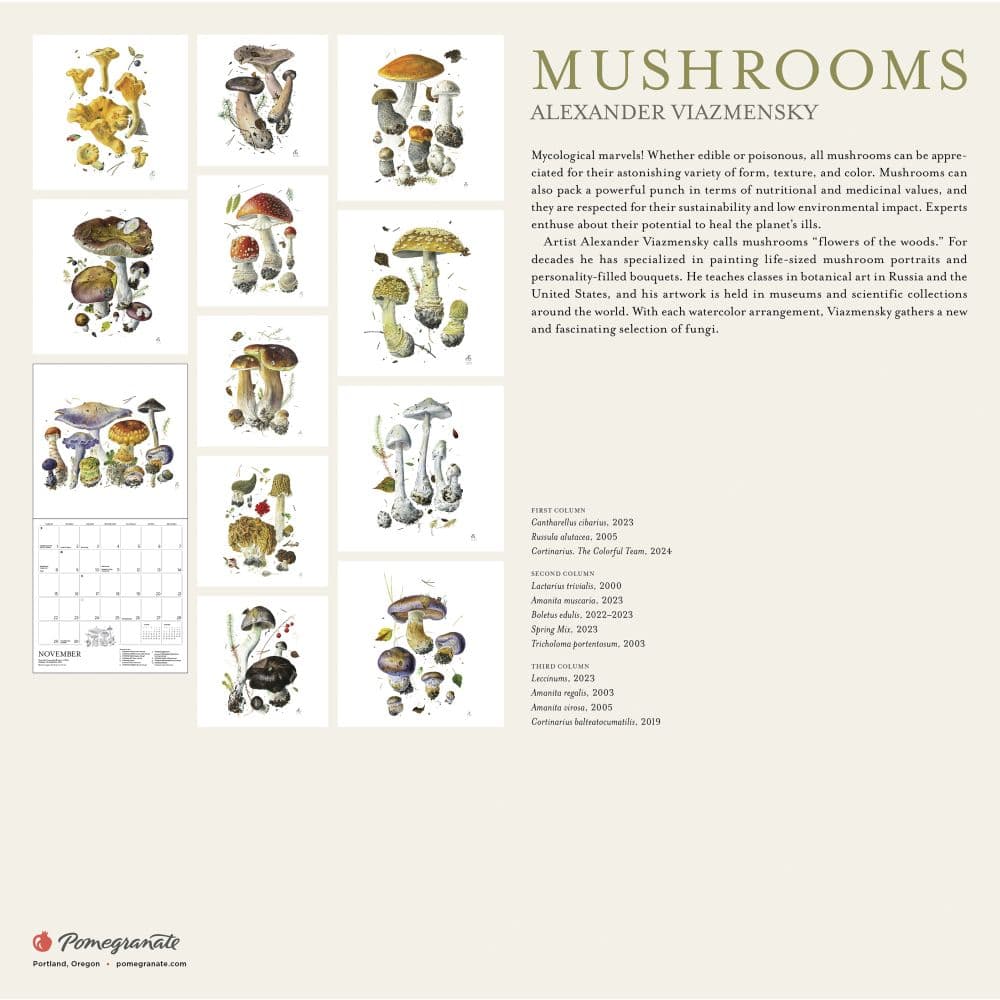 Mushrooms Viazmensky 2026 Wall Calendar First Alternate Image