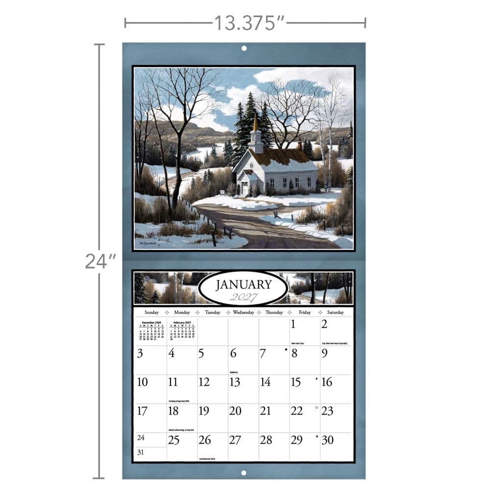 Country Churches 2027 Wall Calendar by Bill Saunders Third Alternate Image