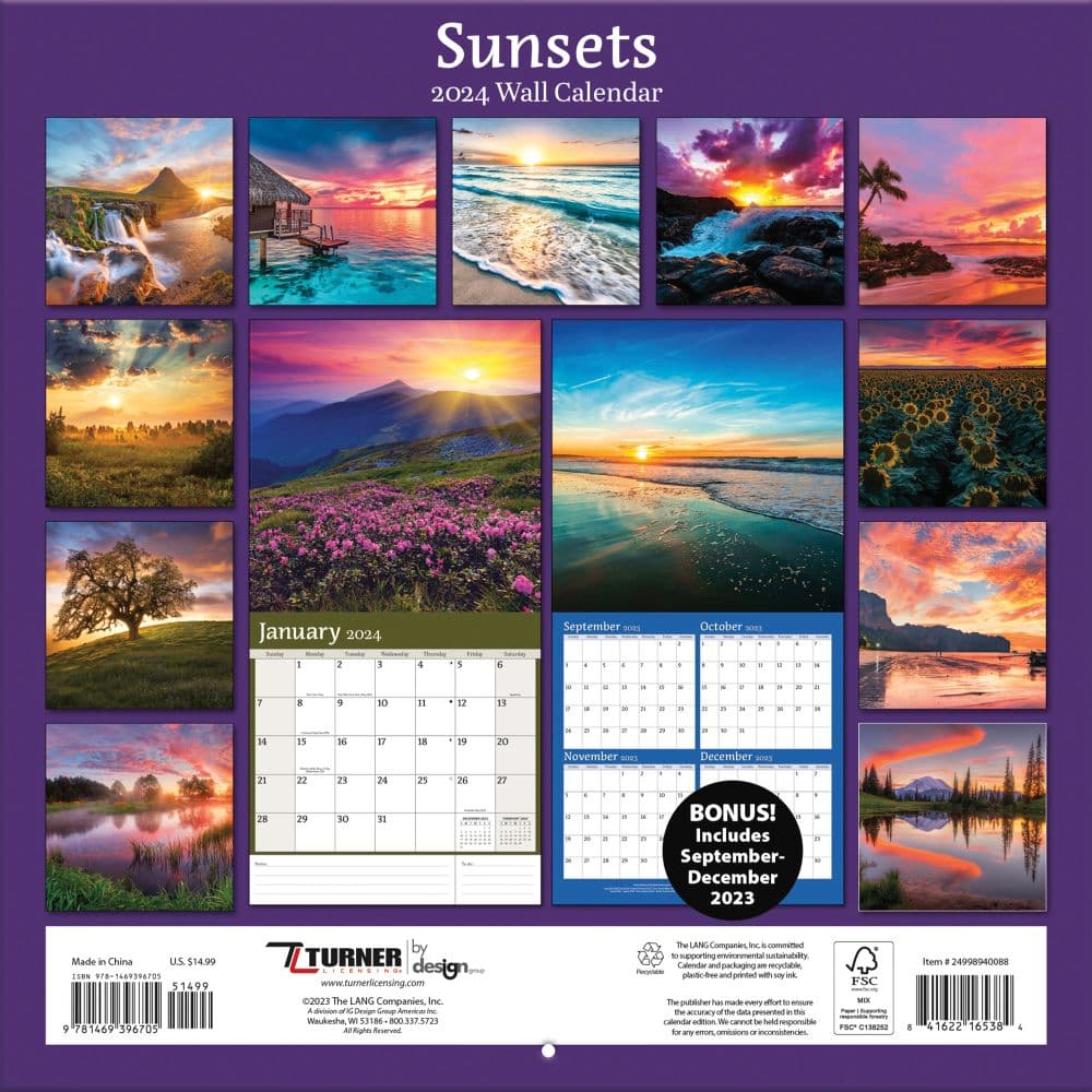 Sunsets 2024 Wall Calendar