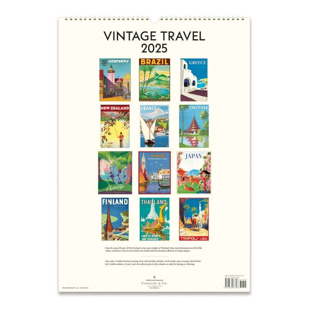 Vintage Travel Art Poster 2025 Wall Calendar Second Alternate Image width="1000" height="1000"